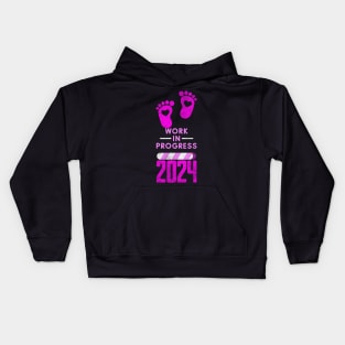Baby Loading 2024- Baby announcement - PINK Kids Hoodie